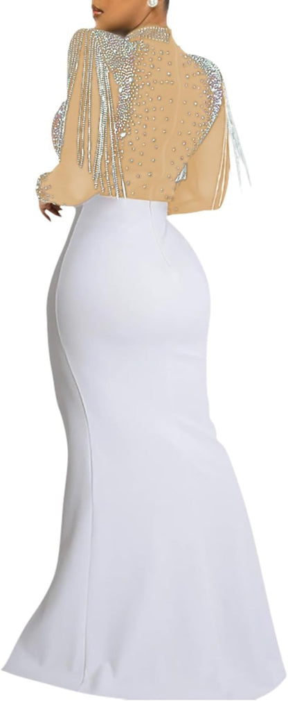 Women Long Sleeve Birthday Dresses Sexy Hot Diamond Process Sexy Dress Party Club Night Dress…