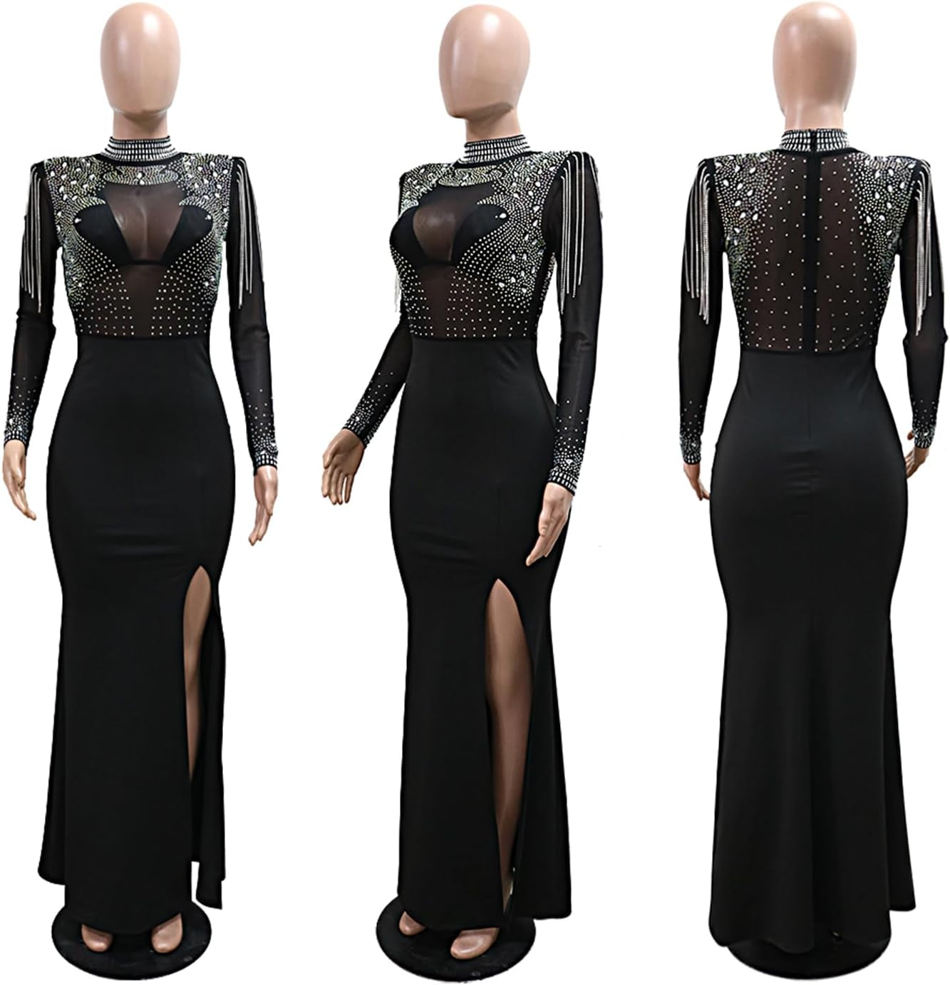Women Long Sleeve Birthday Dresses Sexy Hot Diamond Process Sexy Dress Party Club Night Dress…