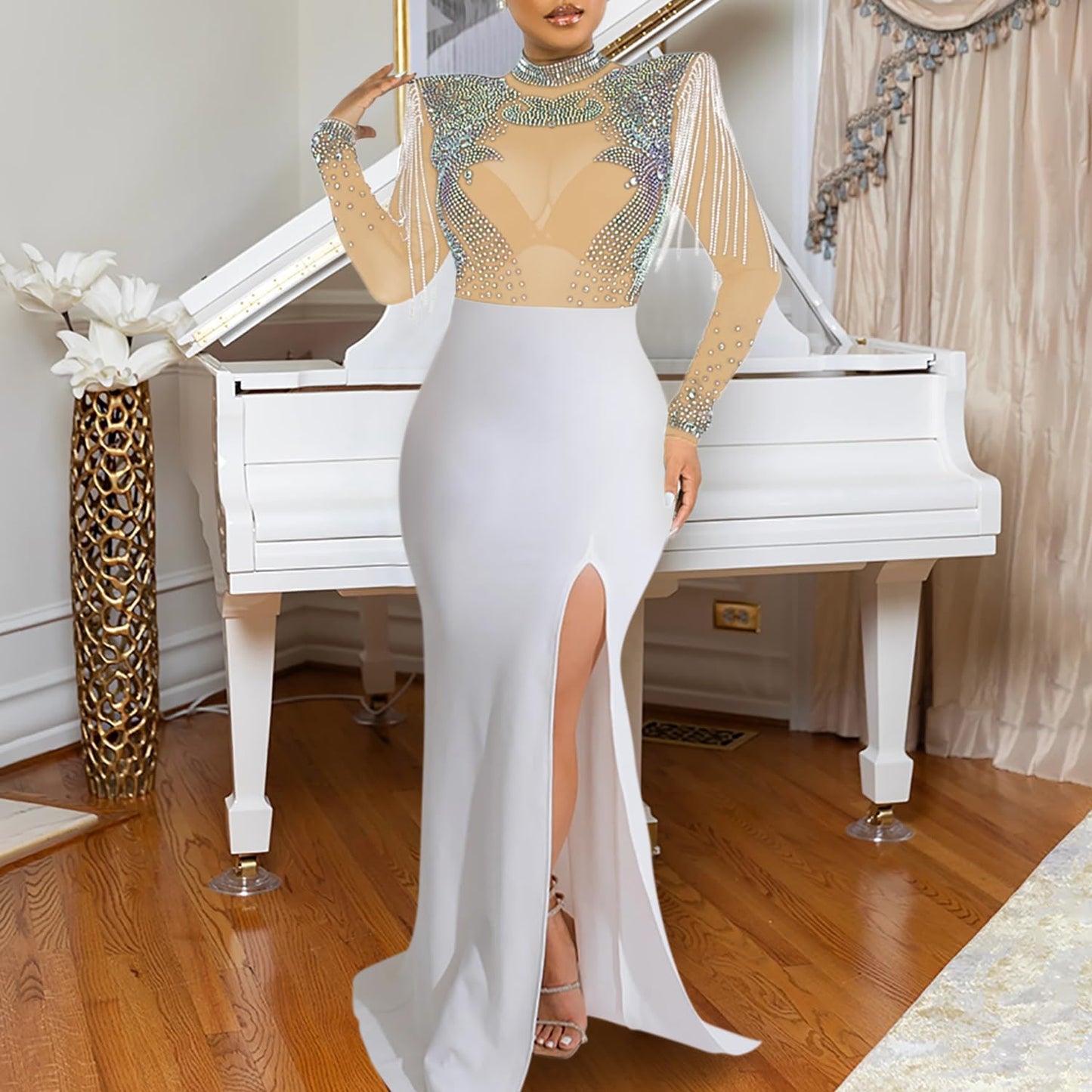 Women Long Sleeve Birthday Dresses Sexy Hot Diamond Process Sexy Dress Party Club Night Dress…