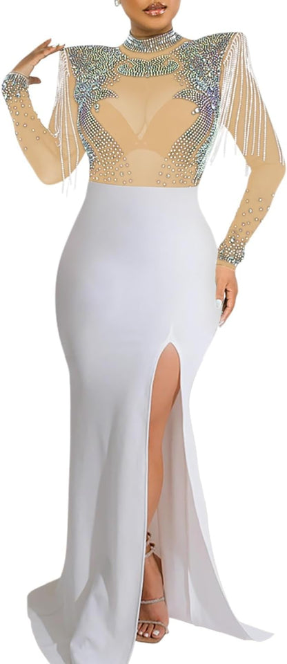 Women Long Sleeve Birthday Dresses Sexy Hot Diamond Process Sexy Dress Party Club Night Dress…